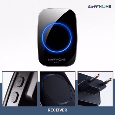 TaffHOME Bel Pintu Wireless Remote Doorbell 60 Tune 2 PCS Receiver - A10-2 - Black — gambar 2