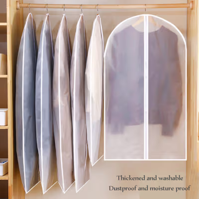 TaffHOME Cover Pakaian Anti Debu Dustproof Cloth Organizer PEVA 1 PCS 60x120cm - PE2 - Transparent — gambar 2