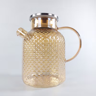 BORREY Teko Teh Pitcher Chinese Teapot Glass Tahan Panas Api 1514ml - CW2364 - Brown — gambar 2