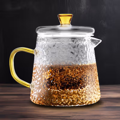 BORREY Teko Teh Kaca Saringan Tahan Panas Api Infuser Teapot 450ml - BR-035 - Transparent — gambar 2