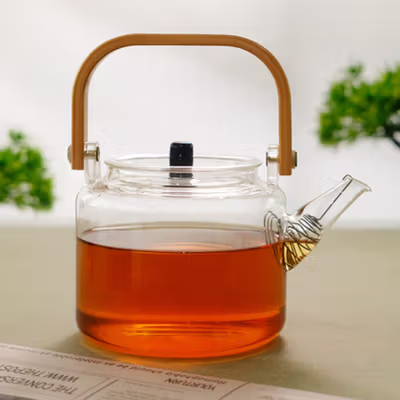 CHAPIN Teko Teh Pitcher Chinese Teapot Glass Tahan Panas Api 1.1L - BR-8423 - Transparent — gambar 2