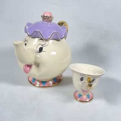 Kato Kogei Set Teko Cangkir Keramik Kopi Teh 1 Teapot 1 Cup Mrs Potts - LFGBEEC - White — gambar 2