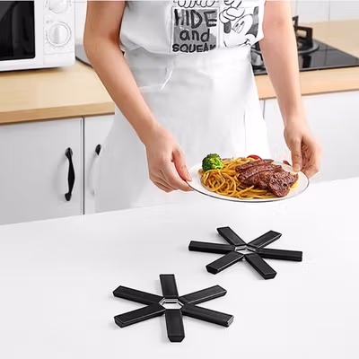 PENGHUI Alas Insulasi Heat Insulation Pad Dish Placemat Pot Pan 19cm - L-19 - Black — gambar 2