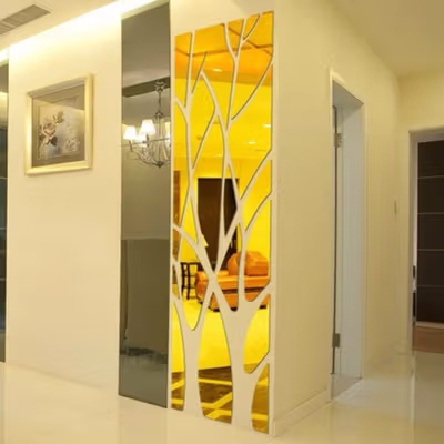 SOLEDI Sticker Cermin Dekorasi Dinding 3D Acrylic 1000x280mm - SL100 - Silver — gambar 2