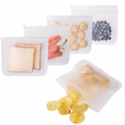 TaffPACK Kantong Plastik Organizer Makanan Silikon Food Bag Ziplock Size L - B0271 - Transparent — gambar 2