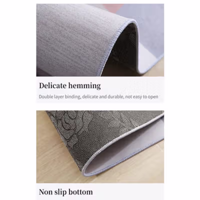 AARDMAN Karpet Lantai Abstrak Permadani Bulu Lembut Abstract Carpet 50x80cm - BQ001 - White/Blue — gambar 2