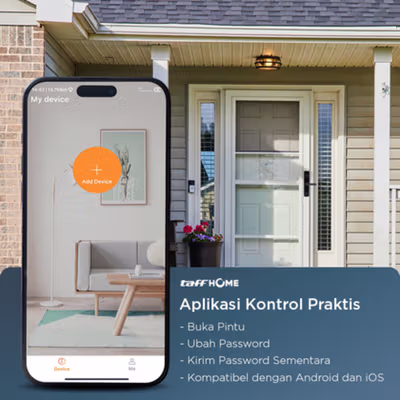 TaffHOME Smart Door Lock Fingerprint 3D Face Recognition Card Eques - A1 - Black — gambar 2