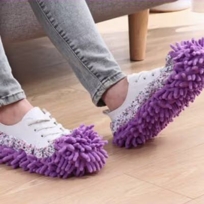 Chenille Kain Pel Microfiber Sarung Kaki Cendol Floor Cleaning Slipper - CN706 - Purple — gambar 2