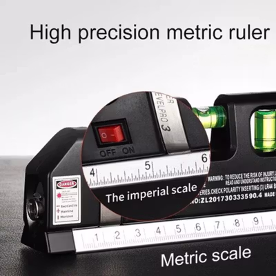 FIXTA Laser Level 4in1 Magnetic Waterpass Ruler Tape Measure 2.5M - LEVELPRO3 - Black — gambar 2