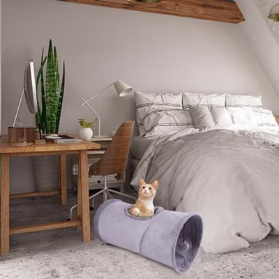 GUAJA Terowongan Mainan Kucing Cat Tunnel Foldable - GJ1 - Gray — gambar 2