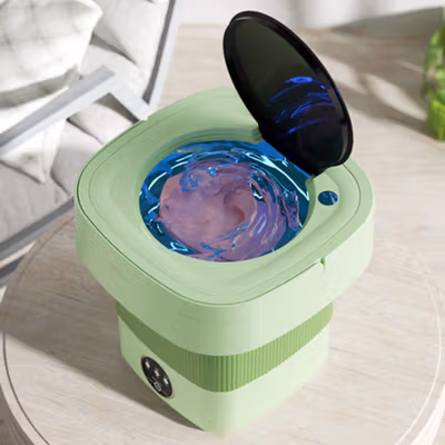 Houselin Mesin Cuci Mini Lipat Portable Foldable Washing Machine 8L - HS8 - White — gambar 2