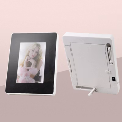 INARA Bingkai Foto Cermin Photo Frame Magic Mirror Square with Light - BSS3 - White — gambar 2
