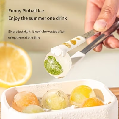 INOUT Cetakan Es Batu Silikon Bulat 6 Grid Ice Cube Mold Food Grade - SY-23-010 - Green — gambar 2