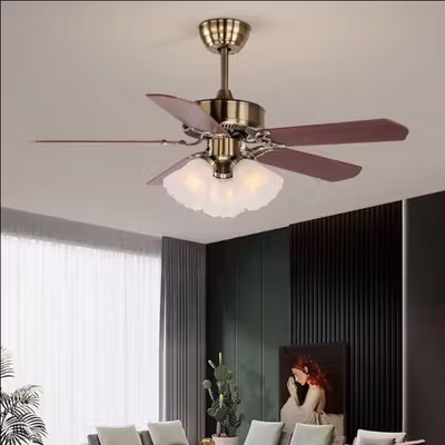 SOVE Kipas Angin Gantung Plafon Ceiling Fan Lampu E27 48 Inch - UN-30 - Golden — gambar 2