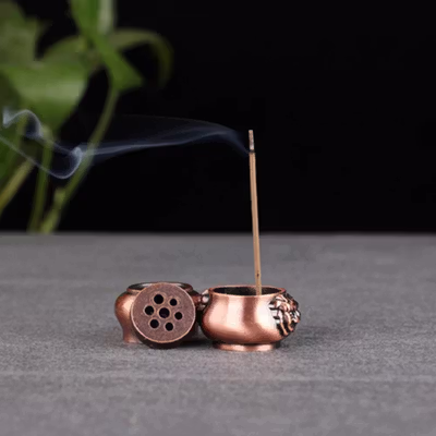 TaffHOME Tempat Dupa Pot Mini Incense Holder 7 Holes Zinc Alloy - YJ-P7 - Bronze — gambar 2