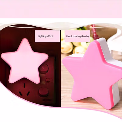 Energy Lampu Tidur Dinding LED Model Bintang EU Plug 240V 0.1W - EN-NL-8 - Pink — gambar 2