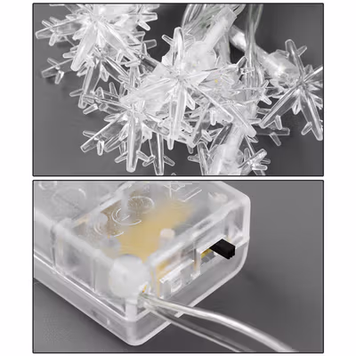 Lampu Hias String Lights Snowflake Christmas Decoration Battery 20 LED - HH-002 - Warm White — gambar 2