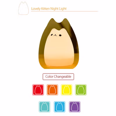Lampu Tidur LED Model Kucing RGB 7 Color Rechargeable 0.4W 5V 1200mAh - LJC-101 - White — gambar 2