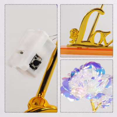 Love Golden Rose Lampu Hias LED Mawar Beauty And The Beast RGB 1 PCS - JZ-699 - Multi-Color — gambar 2