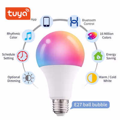TaffLED Lampu Bohlam RGB Smart Bulb Bluetooth Control E27 800 Lumens - TY-10W - White — gambar 2