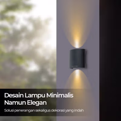 TaffLED Lampu Hias Dinding Minimalis Up Down Light Warm White 3000K 2W - 2T - Black — gambar 2