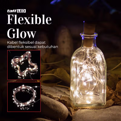 TaffLED Lampu Hias String Lights Tumblr IP65 USB Warm White 3000K 10M - TDC-01 - White — gambar 2