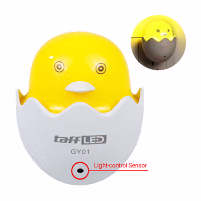 TaffLED Lampu Tidur LED Ayam Sensor Cahaya Night Light Warm White 5W - GY01 - Yellow — gambar 2