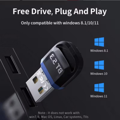 USB Bluetooth Adapter 5.3 Receiver Transmitter Wireless 20M - V-UB503 - Black — gambar 2