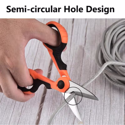 BE-TOOL Gunting Kabel Listrik Multifungsi Anti Slip Stainless Steel - B14 - Black/Orange — gambar 2