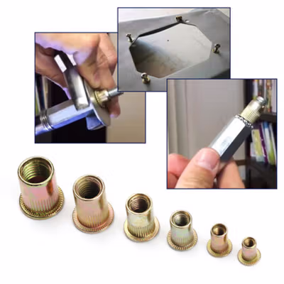 JERBOR Rivet Nut Mur M3 M4 M5 M6 M8 Carbon Steel 100 PCS - JR10 - Golden — gambar 2