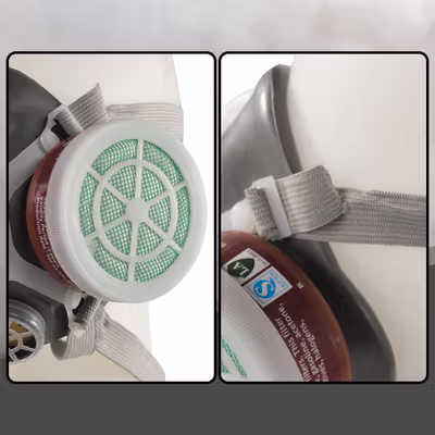 TaffGUARD Masker Gas Respirator Half Face with Activated Carbon Filter - N8305 - Gray — gambar 2