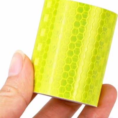 TaffPACK Stiker Reflektor Mobil Pemantul Cahaya Warning Sign 25M 50mm - TP25 - Green/Yellow — gambar 2