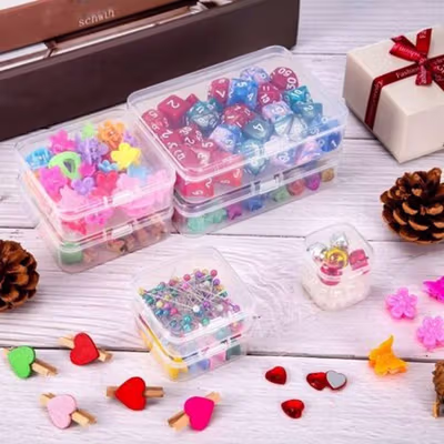 Kotak Perhiasan Aksesoris Mini Plastic Storage Jewelry Box - LF-26 - Transparent — gambar 2
