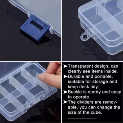Kotak Perhiasan Aksesoris Plastic Storage Jewelry Box 8 Grid - PJ321 - Transparent — gambar 2