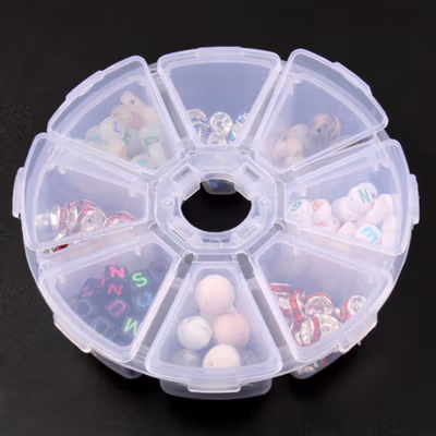 Kotak Perhiasan Aksesoris Round Plastic Jewelry Box 8 Slot - BT-8 - Transparent — gambar 2