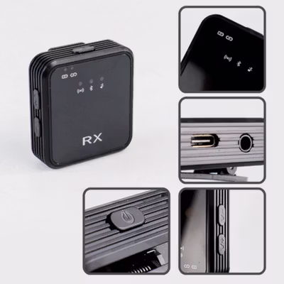 ANYTROX Clip On Microphone Lavalier Vlogging Streaming Wireless 2.4GHz - ANC50 - Black — gambar 2