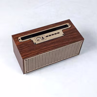 MOMO Portable Wireless Speaker Vintage Wood Bluetooth 5.0 1200mAh - XM-5H - Coffee — gambar 2