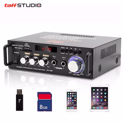 TaffSTUDIO Bluetooth EQ Audio Amplifier Karaoke Home Theater FM 600W - AV-298BT - Black — gambar 2
