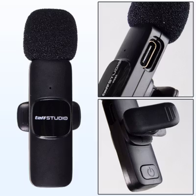 TaffSTUDIO Wireless Lavalier Lapel Microphone Vlogger Lightning 2.4GHz - HO86 - Black — gambar 2