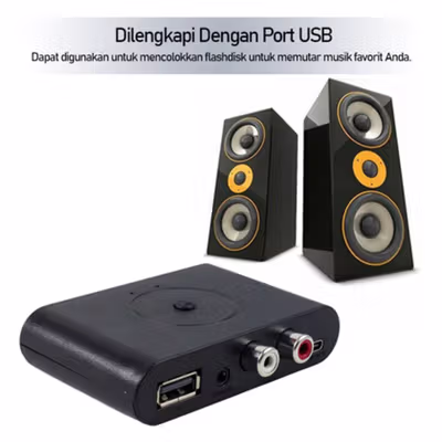 VIKEFON Audio Receiver Bluetooth 5.3 Adaptor RCA U Disk AUX 3.5mm - B29 - Black — gambar 2