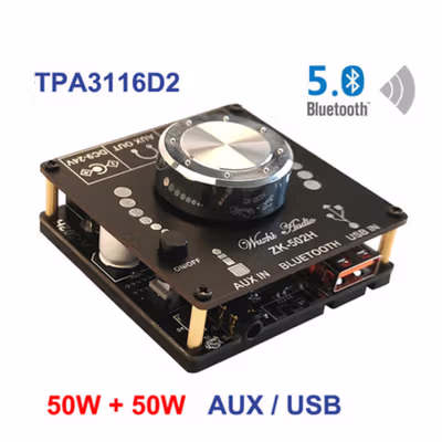 Wuzhi Audio Bluetooth 5.0 Amplifier Channel 2.0 2x50W TPA3116D2 - ZK-502H - Black — gambar 2
