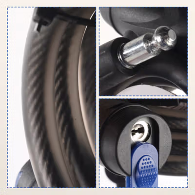 LOCK Kunci Gembok Ban Sepeda Anti Maling 1.2M - TY588YE - Black — gambar 2