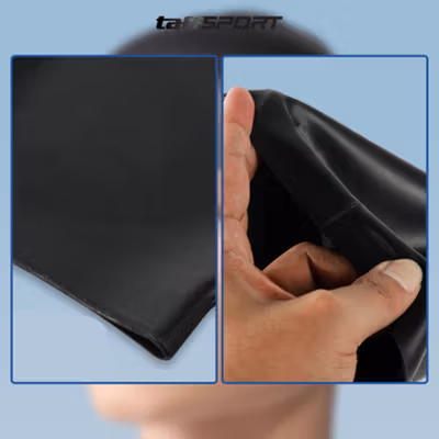 TaffSPORT Topi Renang Silicone Penutup Kepala Swim Cap - SX01 - Black — gambar 2