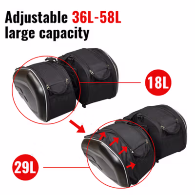 SHOPRIME Tas Motor Touring Samping Anti Air Side Saddle Bag - SH58L - Black — gambar 2