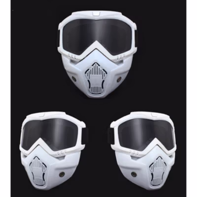 SYSTECH Kacamata Helm Motor Goggles Mouthpiece UV400 Windproof Clear - DH-161 - Black White — gambar 2