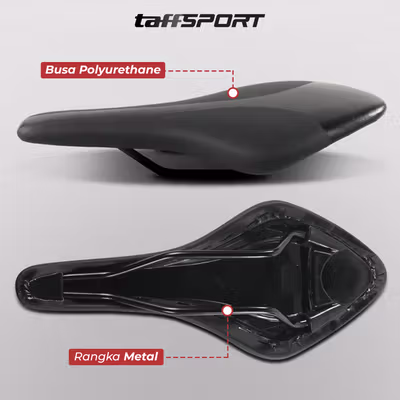 TaffSPORT Pikexi Jok Sadel Sepeda Bike Saddle Race Ergonomic Anti Air - FX20 - Black — gambar 2