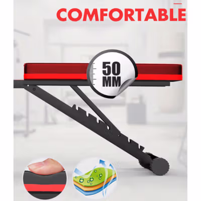 TaffSPORT Kursi Gym Iron Bench Press Foldable Sit Up Exercise - YC-204 - Black — gambar 2