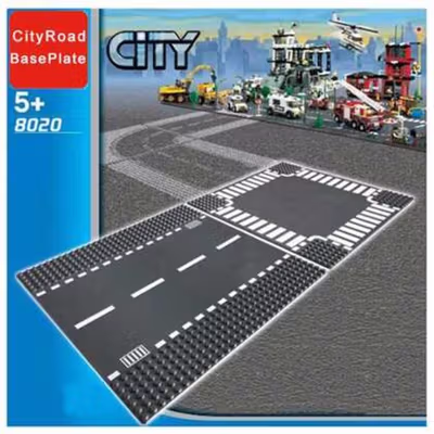KACUU Base Plate Jalan Raya LEGO Building Blocks Road 25.6x25.6cm Straight Road - KA-EN-213 - Gray — gambar 2