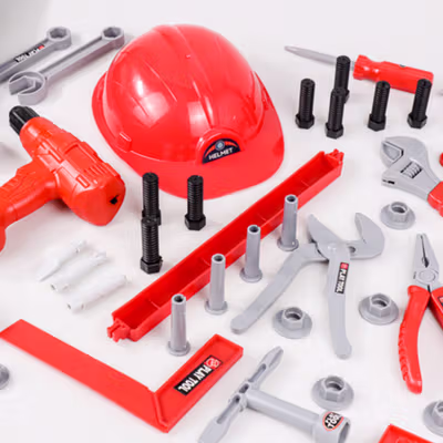 YICHI Hardware Tool Toy Mainan Perkakas Anak Simulasi Pertukangan - TD46 - Red — gambar 2