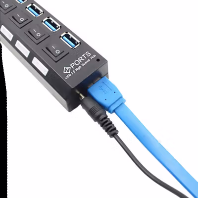 HXM USB Hub 6Port 2.0 dan 1Port 3.0 Docking Station with Power Supply - HX7 - Black — gambar 2